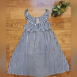 White and blue striped sundress